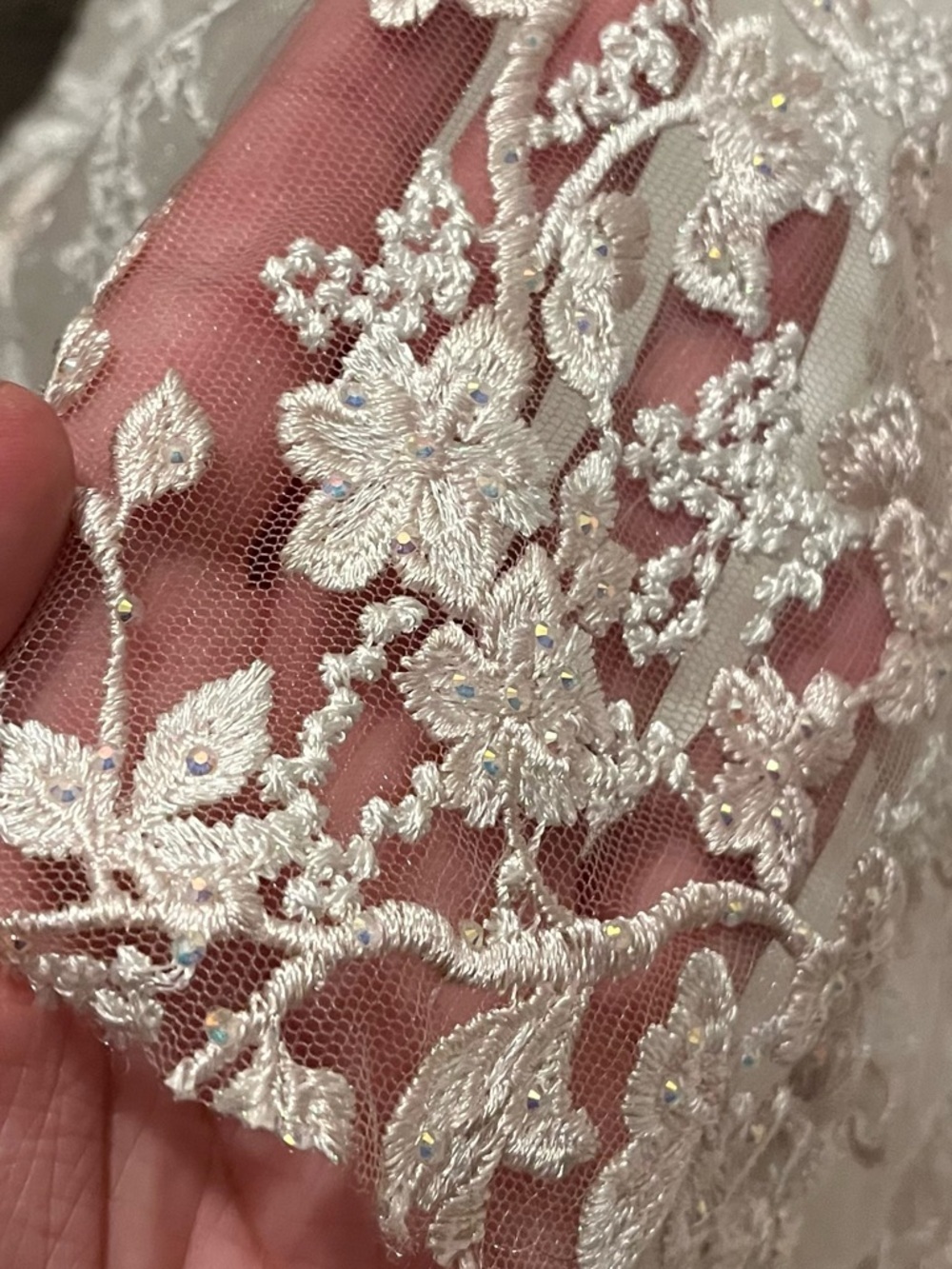 Sherri Hill White & Pale Pink Floral Appliqué Prom Dress - Picture 15 of 16
